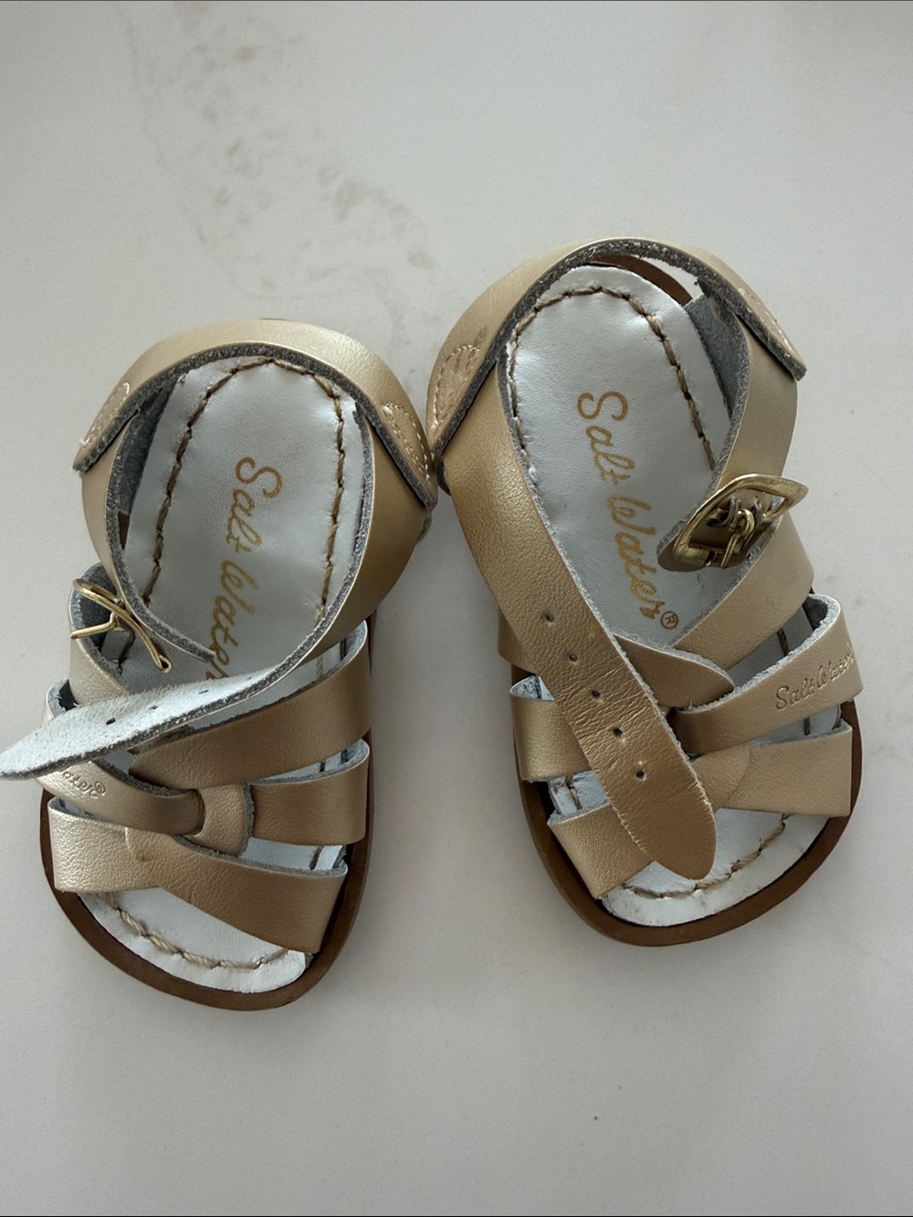 Salt water Sandals-Gold size 4